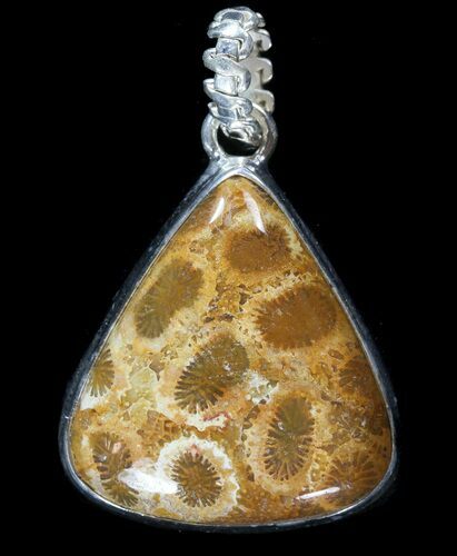 Million Year Old Fossil Coral Pendant - Sterling Silver #49563